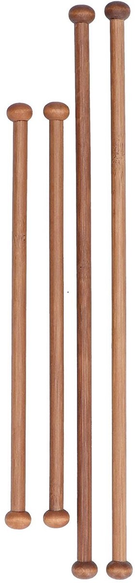 Dailygoods- Opknoping Staaf 4 Stuks - Stevig Hout - Decoratieaccessoire - Huishouden - Macrame Deuvel - Lange Sectie 31 cm - Ophangstang