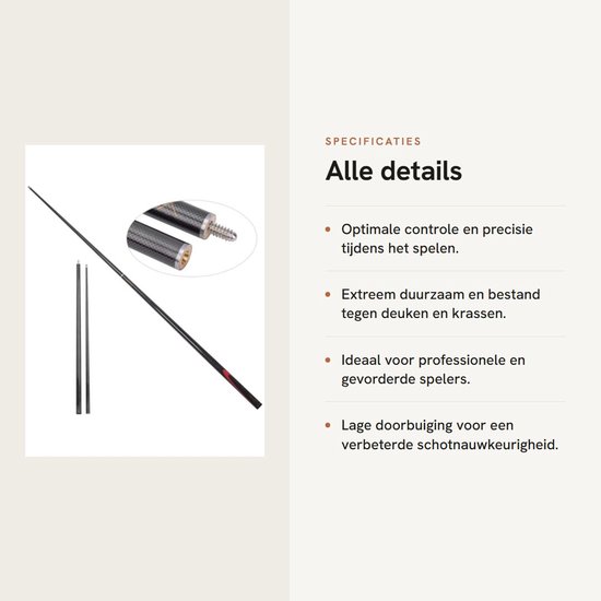 Dailygoods- Biljartkeu Professionele 9 mm Koolstofvezel - Lage Deflectie - Lichtgewicht - Waterdicht - Schokbestendig - Prachtig Patroon - Poolcue van Dailygoods — afbeelding 2