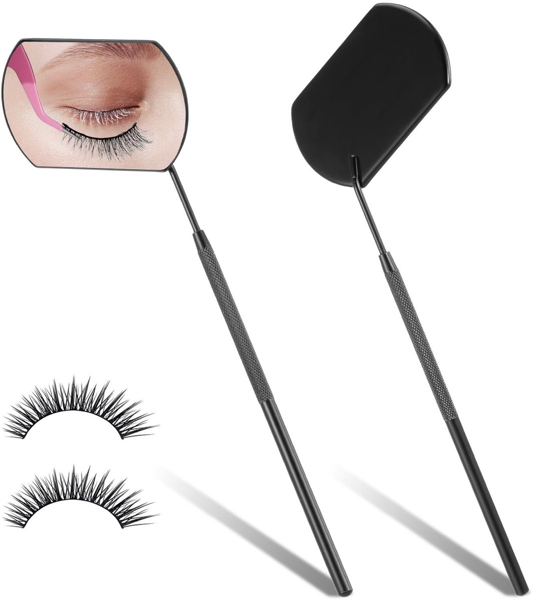 Dailygoods- Wimperspiegel Groot Gezichtsveld - Wimperextensions - Make-up Spiegel - Roestvrij Staal - 2 Stuks - 45° Hoek Ontwerp