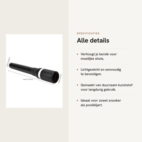 Dailygoods- Keu Verlenger Hoogwaardig Kunststof - Snooker/Pool Cue Extender - Handvat met Rubberen Hoes - Schokbestendig - Comfortabel Handgevoel - Perfect Bereik voor Kritische Schoten - Biljart Verlenger van Dailygoods — afbeelding 3