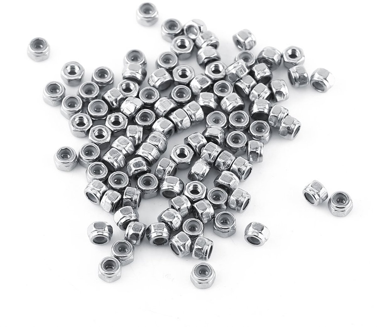 Dailygoods- Zeskantmoer zelfvergrendelend - Borgmoer met Nylon Inzet - RVS 304 - M2 - 100 Stuks - Schokbestendig en Trillingsbestendig