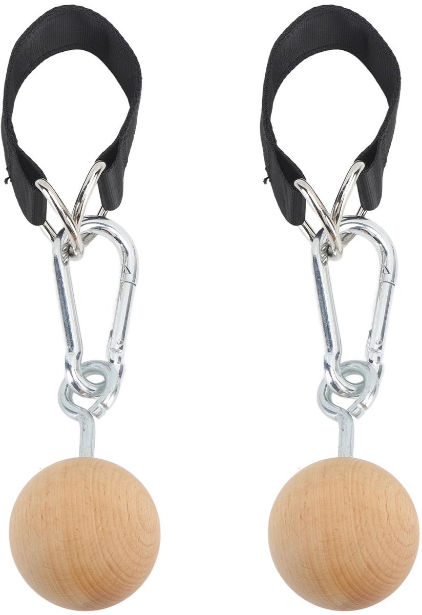 Dailygoods- Pull Up Grips Antislip - Houten Ballen - Krachttrainer - Duurzaam Composietmateriaal - Roestvrij Staal - Fitnessaccessoire voor Thuis - Fitnessballen