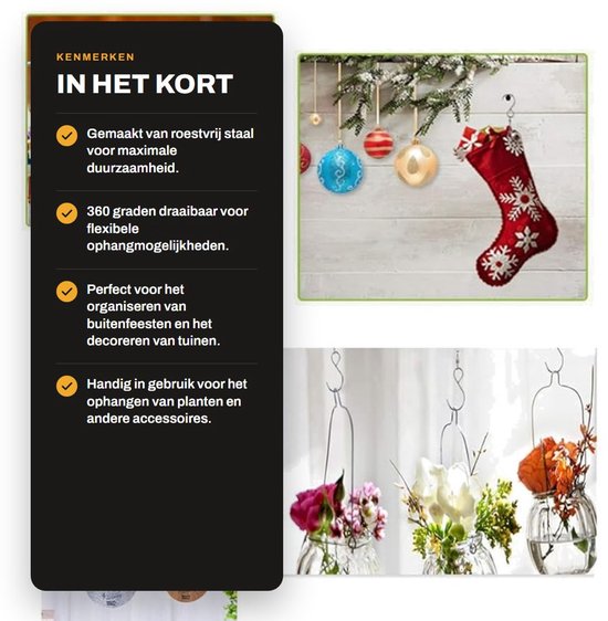 Dailygoody - Swivel Hook Clips - Haken - 10 Stuks - Rotatable Hooks - Ideaal voor Buiten - Perfect voor Tuin en Balkon - Geschikt voor Windspinne van Merkloos — afbeelding 3