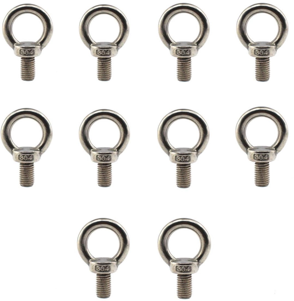 Dailygoods- Opheffende Oogbout M8 - 304 Roestvrij Staal - Pack van 10 Stuks - Antiroest - Schokbestendig - Nauwkeurige Draad