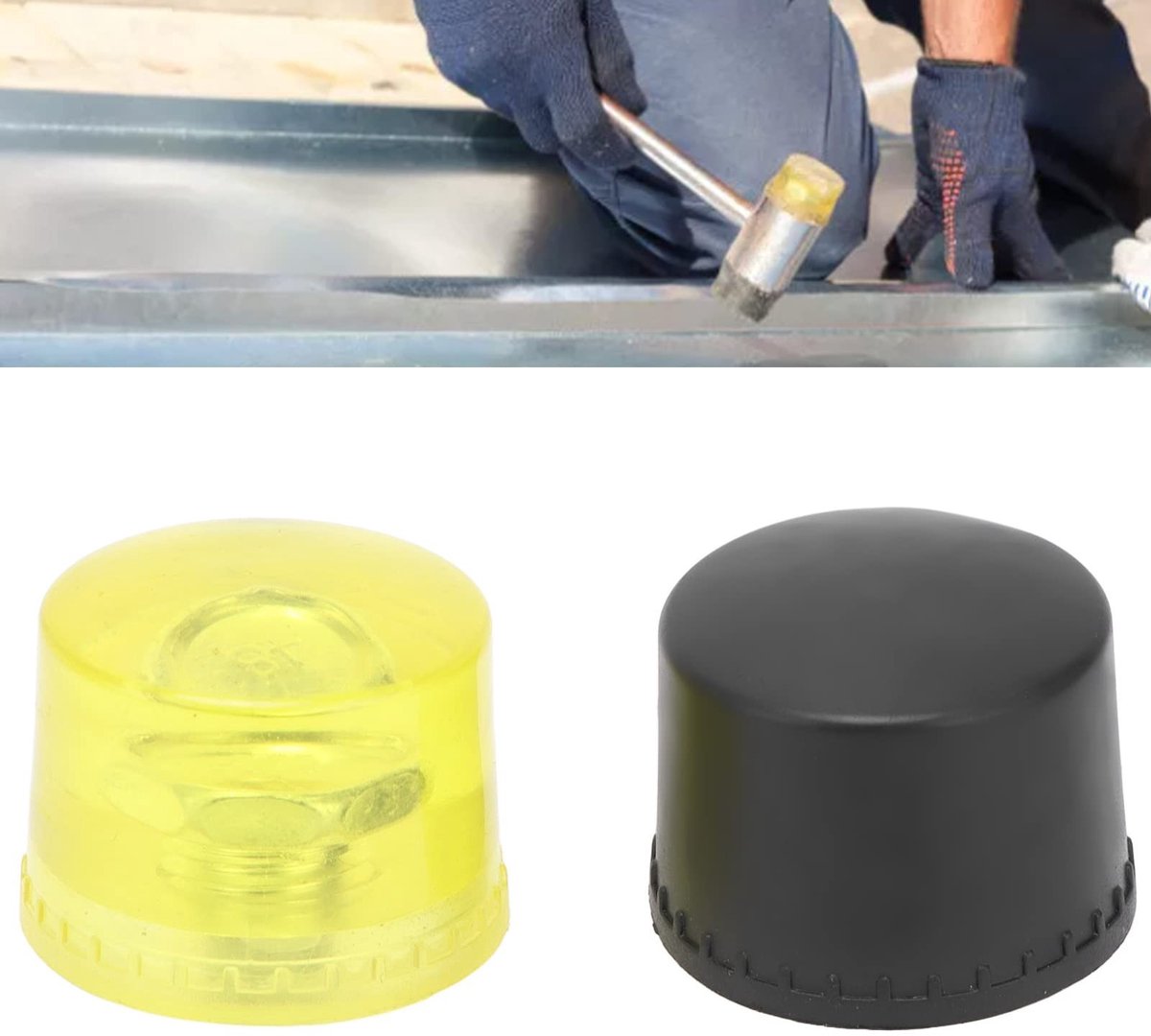 Dailygoods- Rubber Hamer - Set van 2 Vervangkoppen - Schokbestendig - Antislip - Lichtgewicht - Hoogwaardige Rubber Materialen - Hamerkop
