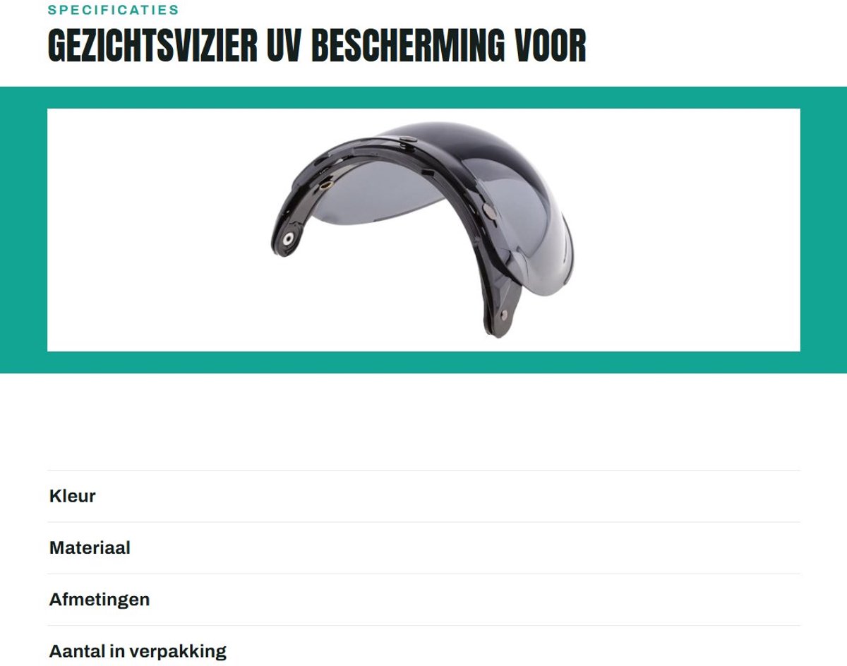 Dailygoods- Gezichtsvizier UV Bescherming - Anti-condens - Krasbestendig - Slijtvast - Verstelbaar - Universele Vervanging - Helmvizier