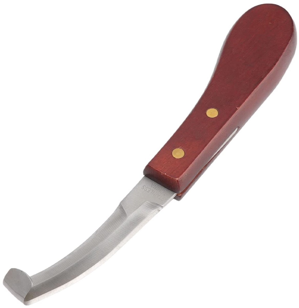 Dailygoods- Hoefbekapgereedschap Dubbelzijdig Lemmet - Roestvrijstalen Hoefmes - Rubberen Houten Handvat - Paardenhoefverzorging - 22,3 x 3,8 cm - Lichtgewicht 79 g