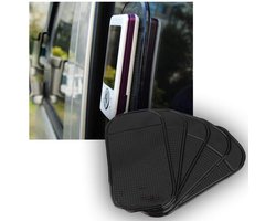 Dailygoods- Antislip Mat - Zelfklevend - 5 Stuks - Voor Dashboard - Mobiele Telefoon - Zwart - 13 x 7 cm - Dashboardmat