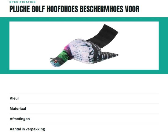 Store_9 - Pluche Golf Hoofdhoes - Beschermhoes voor Golfclubs - Universele Pasvorm - Schattig Ontwerp - Golfaccessoires - Perfect voor Reizen - Ide... van Merkloos — afbeelding 3