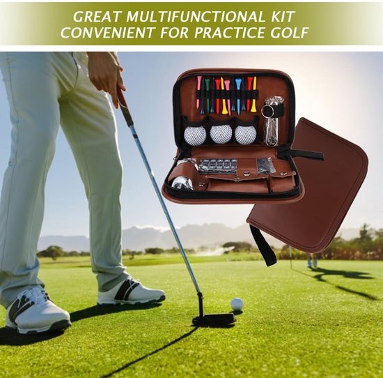 Dailygoods- Golfgereedschapset - Multifunctionele Tas - Golfaccessoires - PU Materiaal - Lichtgewicht - Inclusief 3 Golfballen - Afmetingen 23x16x5cm - Golfset van Dailygoods — afbeelding 2