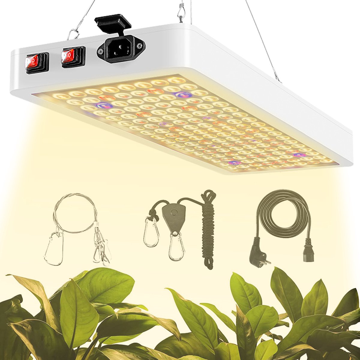 MUPOO LED Kweeklamp 50W - Dual Chip - Veg & Bloom Switch - Full Spectrum met UV & IR - Lumière de croissance - Energiezuinig - Inclusief Ophangsysteem