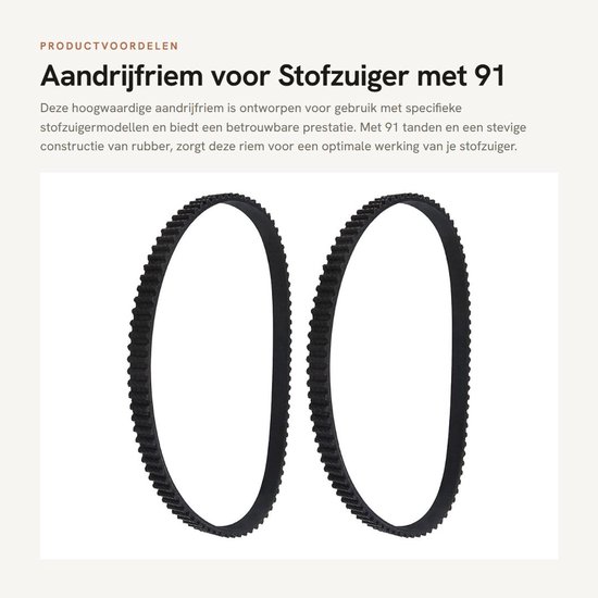 Dailygoods- Aandrijfriem 91 Tanden - Rubber - 3mm Tandhoogte - 6mm Breedte - 273mm Omtrek - Gesloten Lus - Compatibel met VAX Platinum Power ECB1SPV1 - Stofzuigerriem van Dailygoods — afbeelding 4