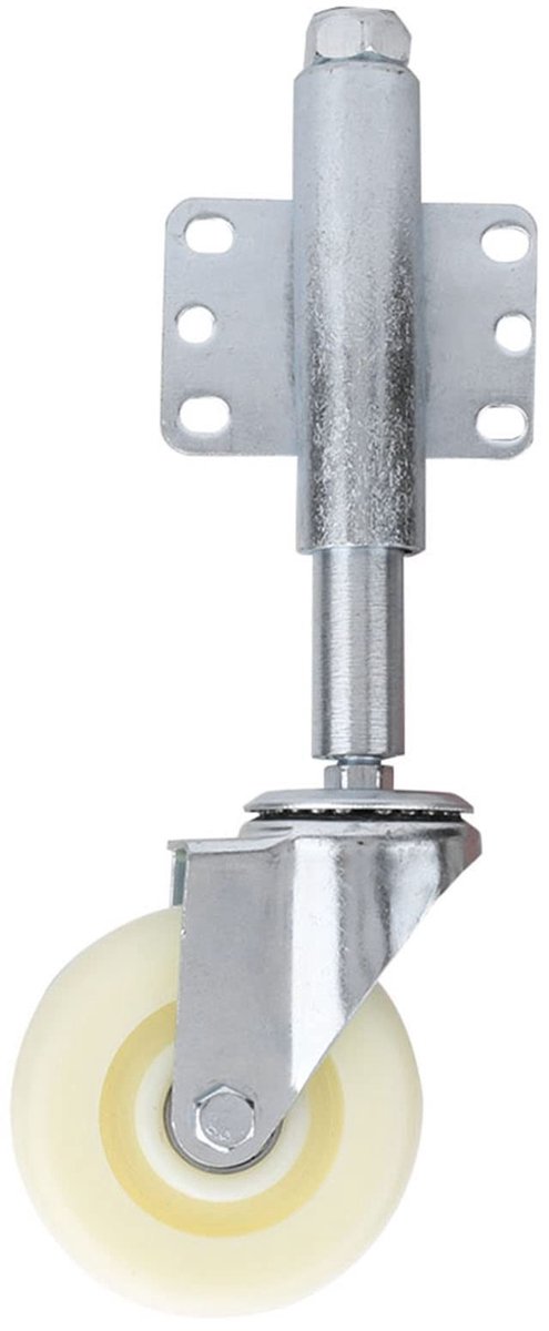 Dailygoods- Poortwiel Veerbelast - Zwenkwiel voor Houten/Buisvormige Poorten - 50 kg Draagvermogen - Duurzaam Nylon/Metalen Constructie - Eenvoudige Installatie - Poortrol