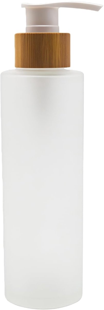 Dailygoods- Pompfles 150ml - Leeg navulbaar - Frosted glas - Bamboe pomp hoofd - Toiletopslag - Geschikt voor shampoo/lotion - Dispenserfles