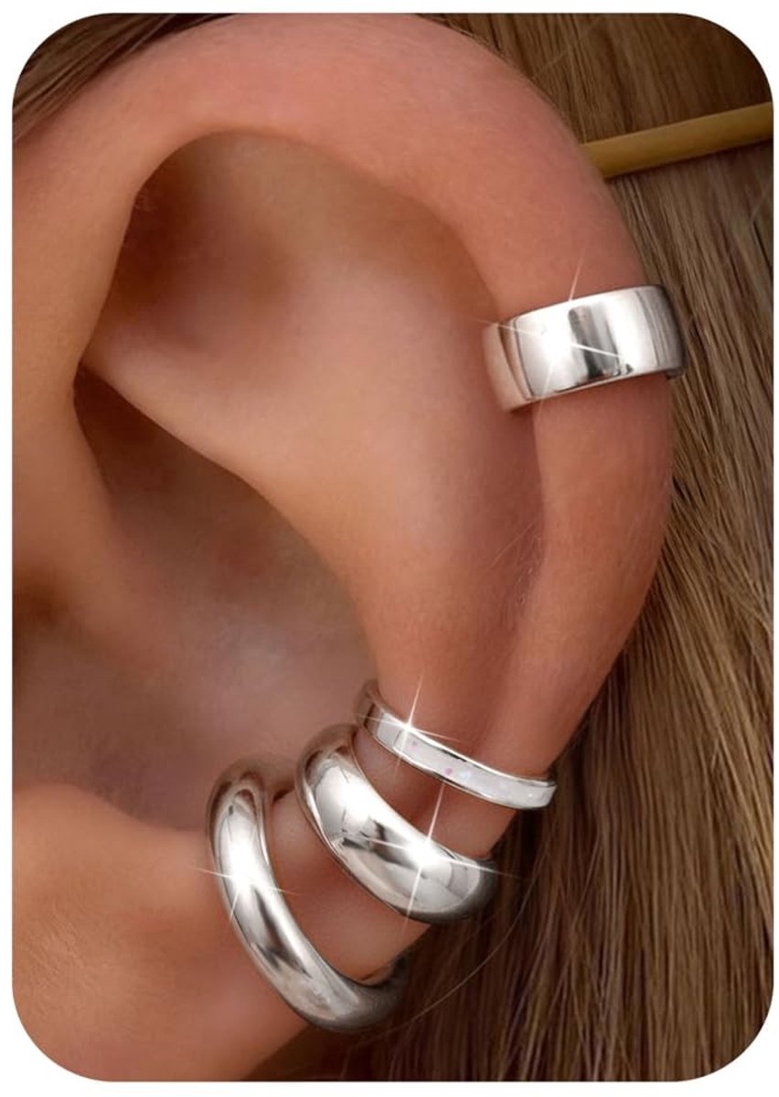 Dailygoods- Oordopjes Dames - 14K Verguld - Waterbestendig - Hypoallergeen - Clip-on - 4 Paar - Aanslagbestendig - Oorbellen
