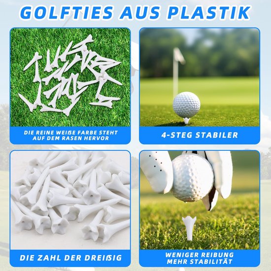 Dailygoods- Golf Tees 39 mm - 30 Stuks - Kunststof - Antislip - Schokbestendig - Voor Beginners/Professionals - Ideaal voor Simulator - Golf Spikes — afbeelding 2