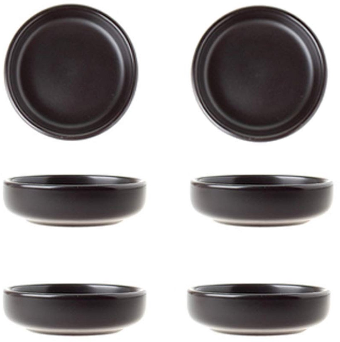 Dailygoods- Sojadipschotel set van 6 - Multifunctionele Porseleinen Schaaltjes - Dipsauzen/Snacks - Aardewerk - Magnetron/Vaatwasmachinebestendig - Diameter 8,5 cm - Schaaltje