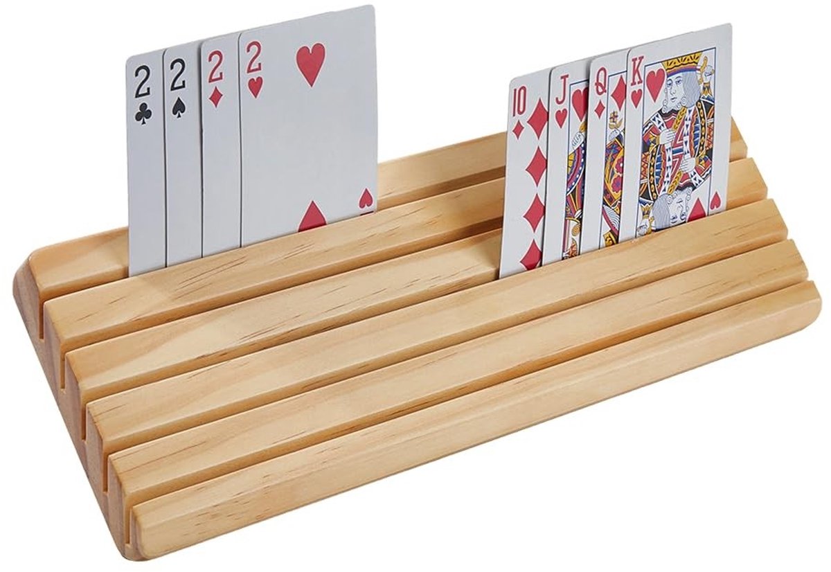 Dailygoods- Kaarthouder Houten - Verstelbare Standaard - Speelkaarten - Handsfree - Rechthoekig - 30,5 x 12 x 8,5 cm - Speelkaartenhouder