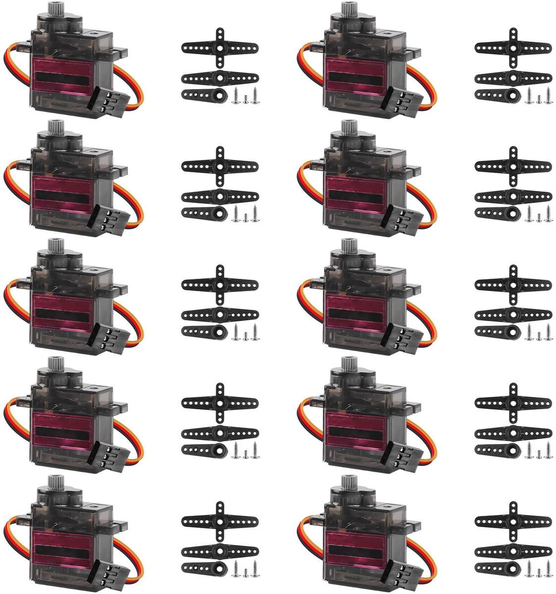 Dailygoods- Servomotor 10 Stuks - Metalen Tandwielen - Microservomotor - 180 Graden Regelbare Hoek - Lichtgewicht - Compatibel met Arduino - Servo