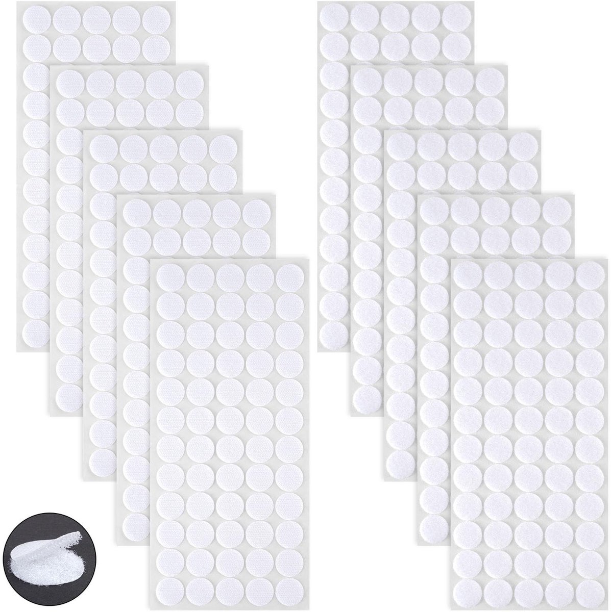 Dailygoods- Klittenband Stippen 300 Paar - Dubbelzijdige Plakband - Waterdichte Doe-Het-Zelf Stickers - Herbruikbaar - Ronde Pads - Sterke Hechting - Plakstip