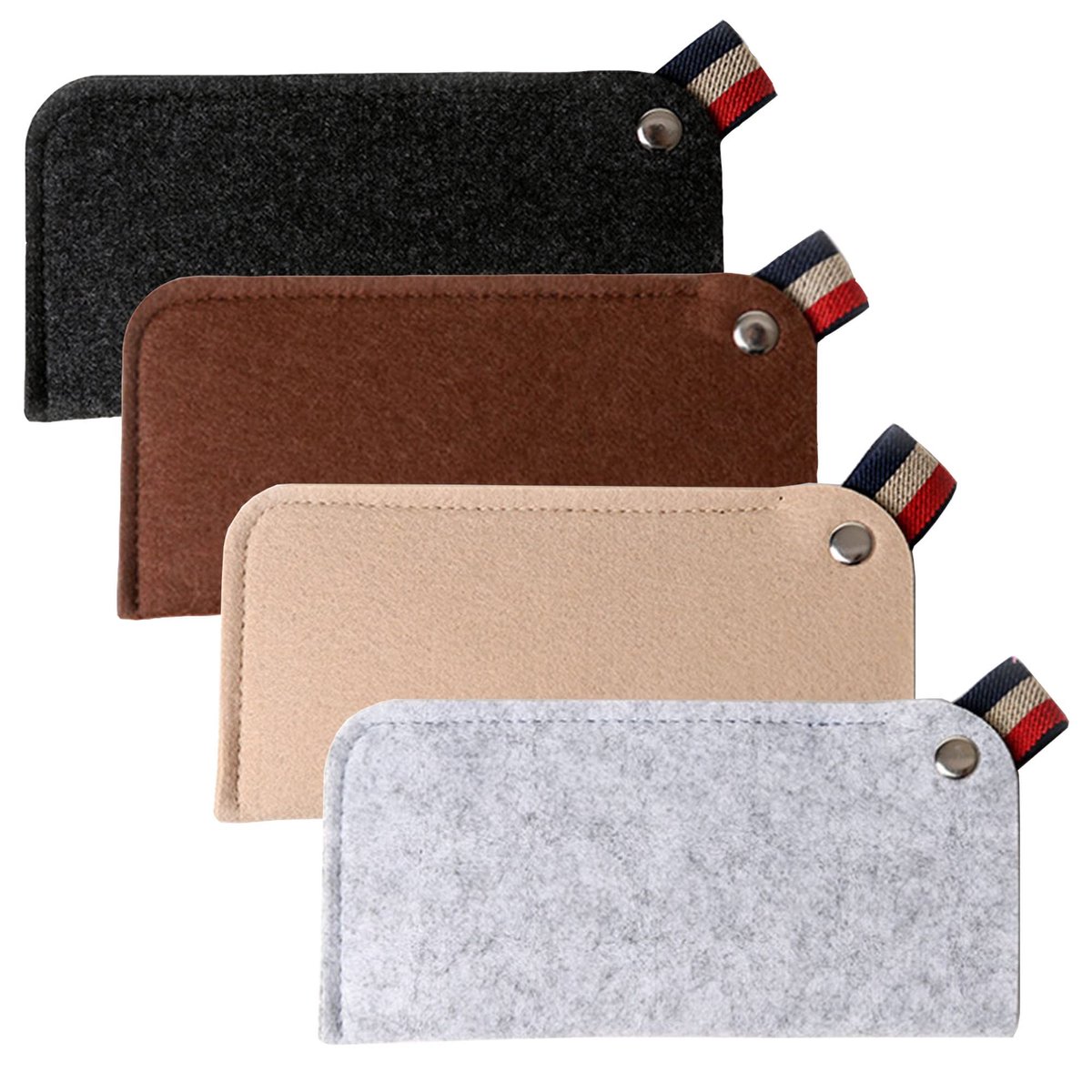 Dailygoods- Brillenkoker Zacht - Brillendoos - Brillenhoes - Draagbare Brillenkoker - Vilt - 4 Kleuren 7,1 x 3,5 Inch - Brillentas