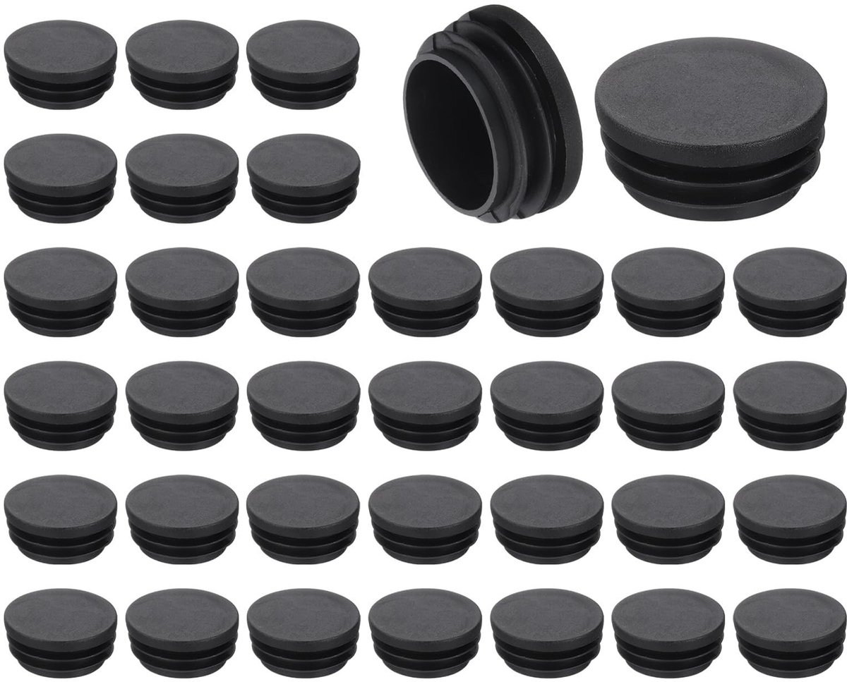 Dailygoods- Buisdoppen 36 Stuks - Ronde Kunststof Eindkappen 38 mm - Zwarte PE-Buispluginzetstukken - Vloerbeschermer voor Meubelpoten - Schokabsorberend en Slijtvast - Eenvoudig te Installeren - Buisplug
