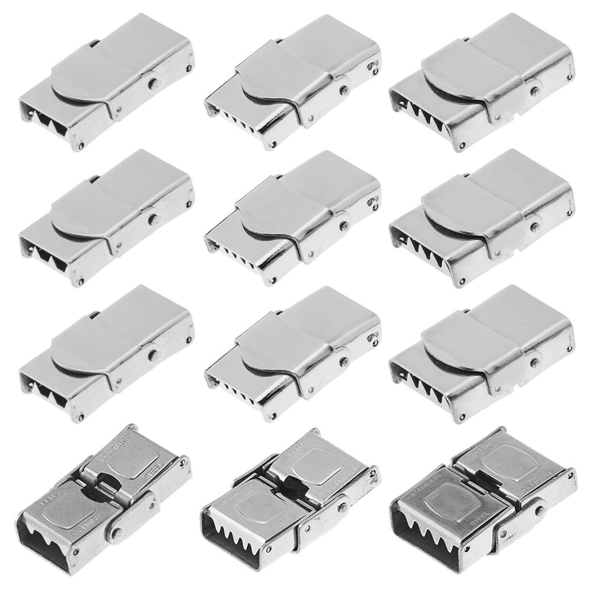 Dailygoods- Horloge Gesp - Set van 12 Stuks - Roestvrij Staal - Rechthoekig Ontwerp - Geschikt voor Meeste Horloges - Duurzaam en Elegant - Horlogeband