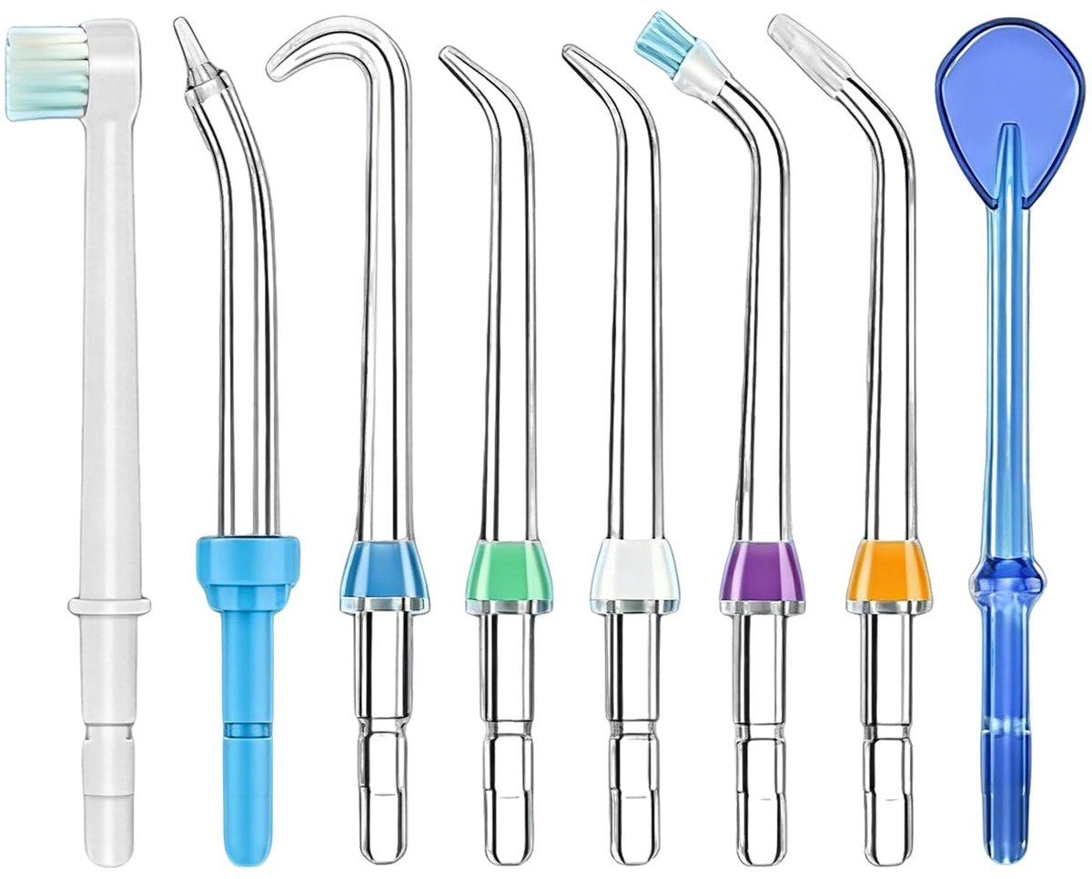 Dailygoods- Reservesproeiers 7 Stuks - Vervangende Straalpunten - Waterflosser Tips - Hoge Druk Parodontale Tips - Orthodontisch Opzetstuk - Duurzaam Polycarbonaat
