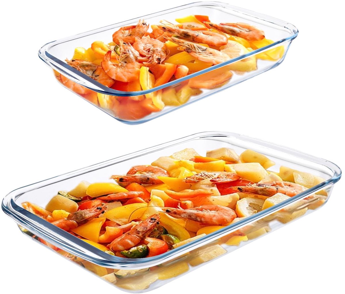 Dailygoods- Ovenschaal met deksel - Ovenschaal rechthoekig - Lasagnevorm - Ovenschaal groot - Ovenschaal 1,6 l/3 l - Hoogwaardig borosilicaatglas