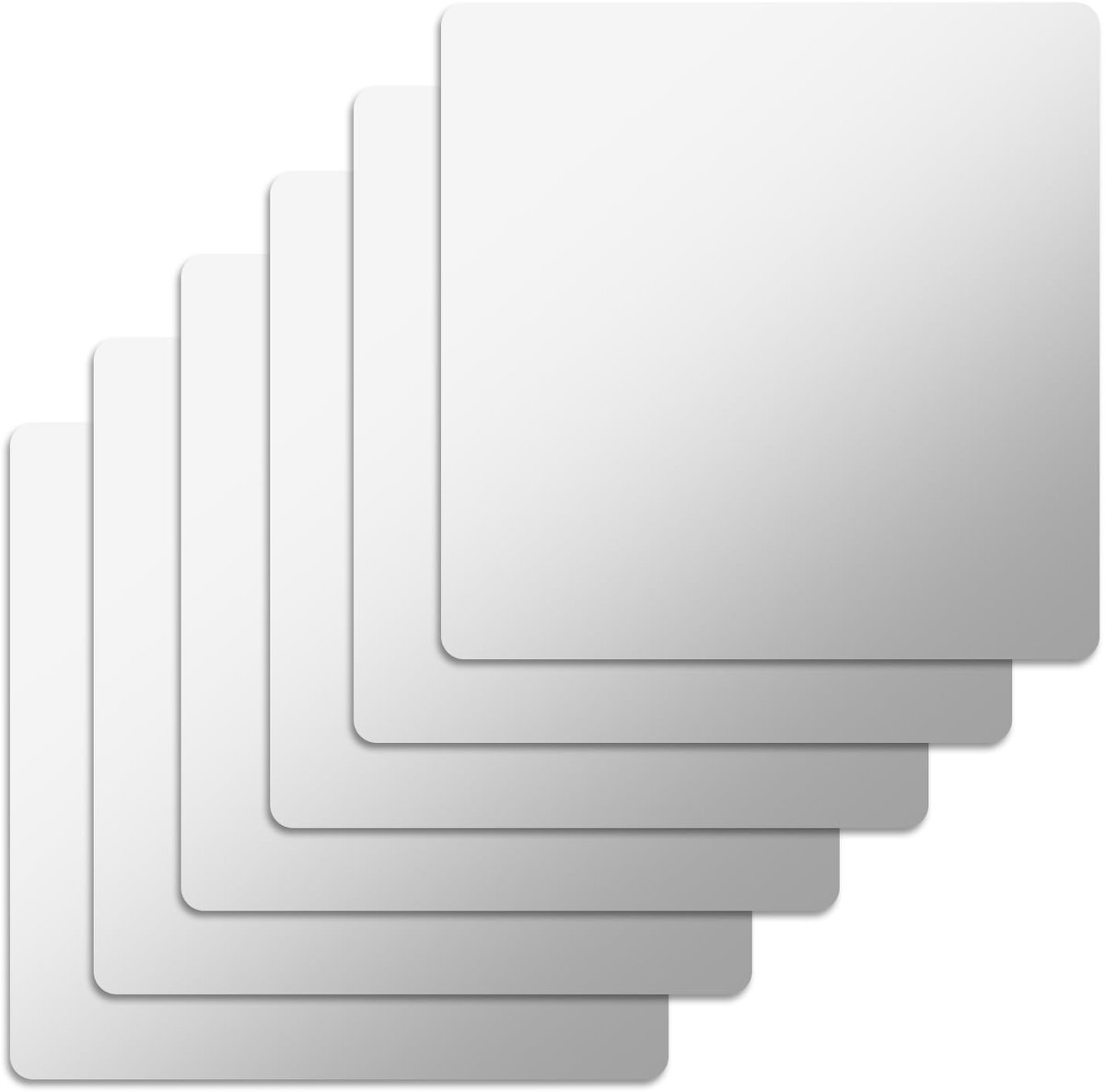 Dailygoods- Spiegelfolie Zelfklevend - 6 Stuks - 20 x 20 cm - Flexibele Spiegeltegels - Decoratieve Wandspiegel - Krasbestendig