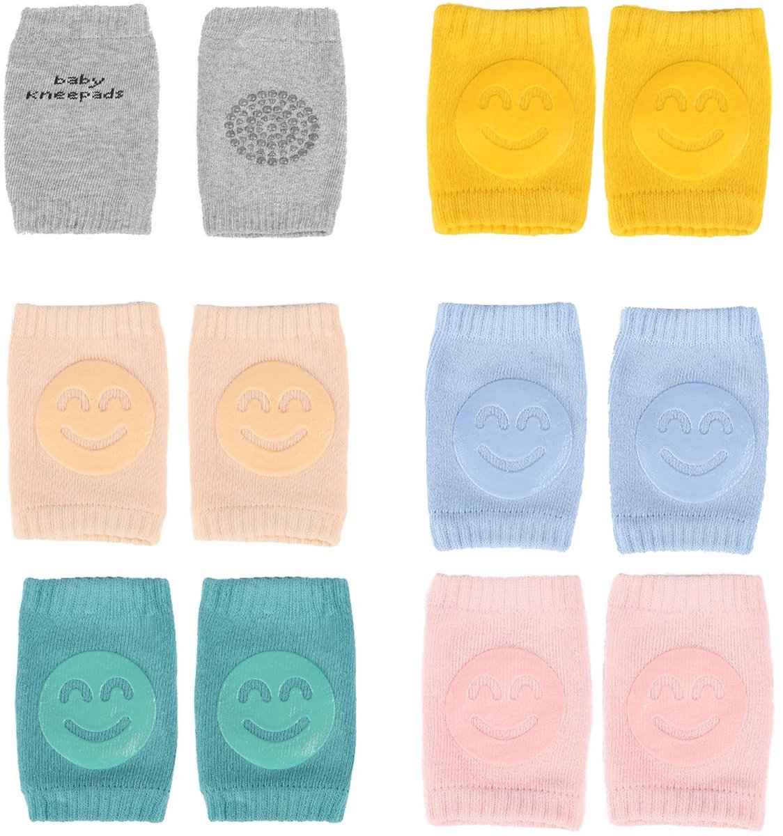 Dailygoods- Baby Kniebeschermers Antislip - 6 Paar - Ademend - Uniseks - Zacht Katoen - 11x8 cm - Duurzaam Materiaal - Kruipsokken