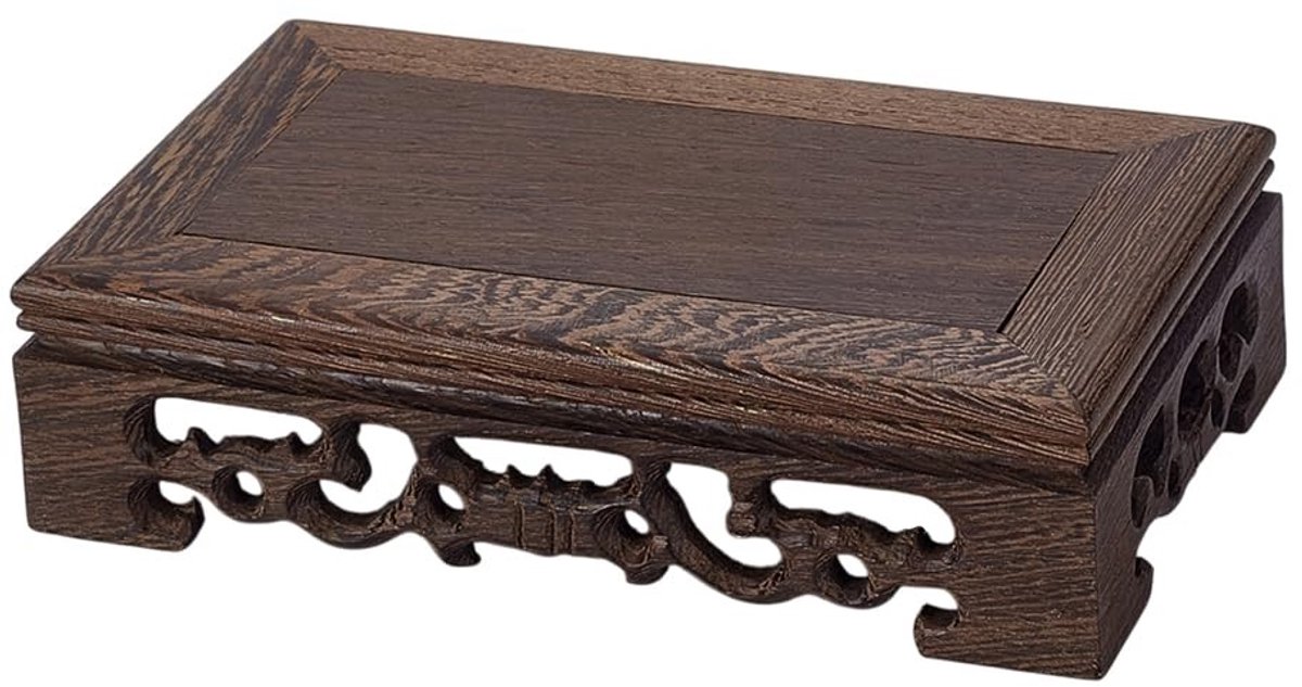 Dailygoods- Displaystandaard Houten 9 x 15,9 cm - Vaasverhoger - Bloempottenhouder - Tafellampstandaard - Vissenkomhouder - Oosterse stijl - Displaybasis