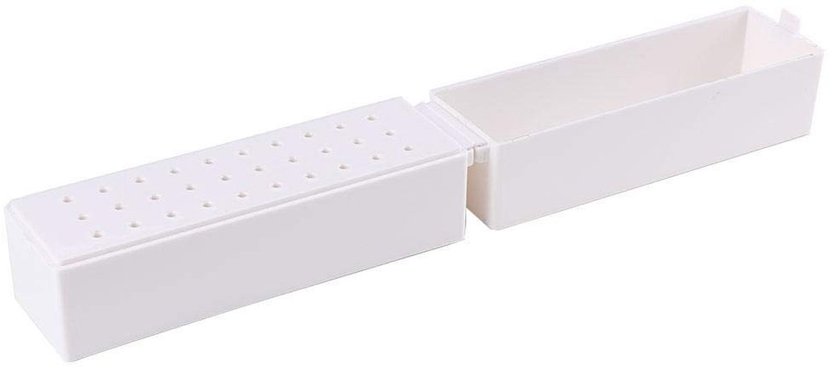 Dailygoods- Manicure Boren Houder - Opbergdoos met Deksel - Stofdicht - 30 Gaten Design - Duurzaam Kunststof - 14 x 6,4 x 4 cm