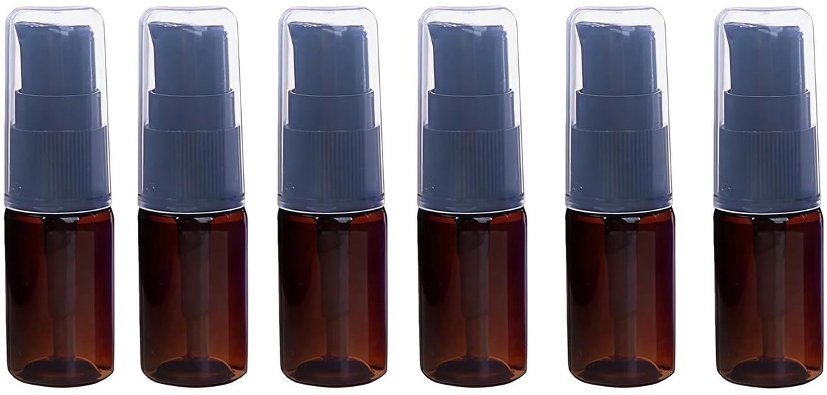 Dailygoods- Flesjes 10ml - Herbruikbaar - Set van 6 - PET - Bruin
