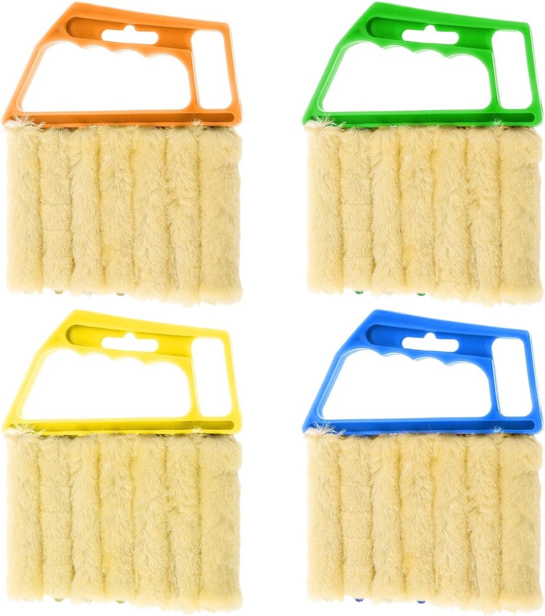 Dailygoods- Reinigingsborstel 4 Stuks - Handborstel - Raamreinigingsborstel - Gordijnreinigingsborstel - Zachte Borstelharen - Duurzaam Handvat - Schoonmaakborstel