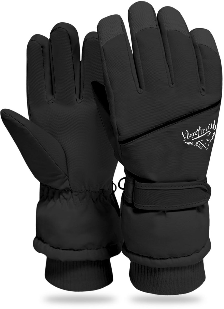 Dailygoods- Winterskihandschoenen waterdicht - Winterhandschoenen dames - Anti-slip - Polyester - Zwart/wit - 26 x 10,5 cm