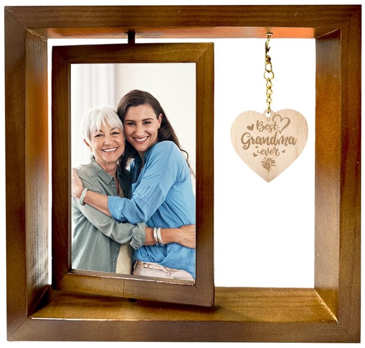 Dailygoods- Fotolijst Roterend - Fotolijst voor Oma - Cadeau voor Verjaardag - Fotolijsten - Fotolijst 10x15 - Schitterende Herinneringen - Herinneringslijst