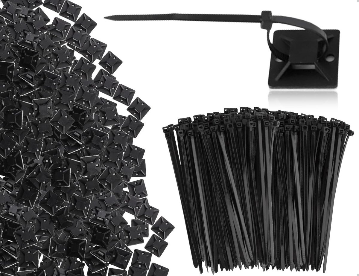 Dailygoods- Zelfklevende Houders - 100 Stuks - Kleine Basis - Voor Thuis/Kantoor/Auto/School - Lichtketting - Werkplaats - Zwart - Kabelbinderhouders