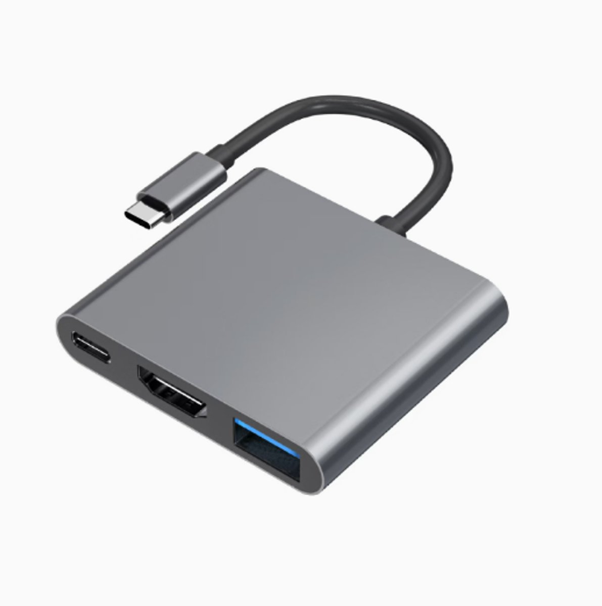 USB-C Naar HDMI Adapter - 3-in-1 Converter - 4K Video -USB 3.0 - USB-C Opladen - Grijs
