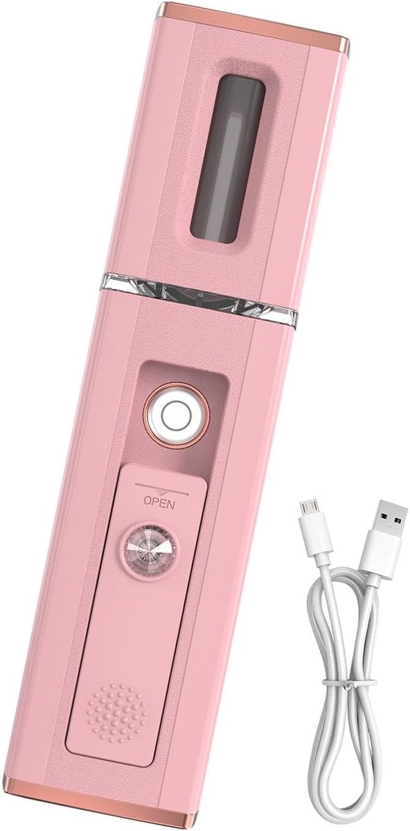 Oplaadbare elektrische gezichtsspray - Fijne waternevel - Huidbevochtiger - Diepe hydratatie - Draagbare gezichtsspray - Gezichtsspray voor op reis - Geschikt voor reizen, buitenactiviteiten, enz. - Roze