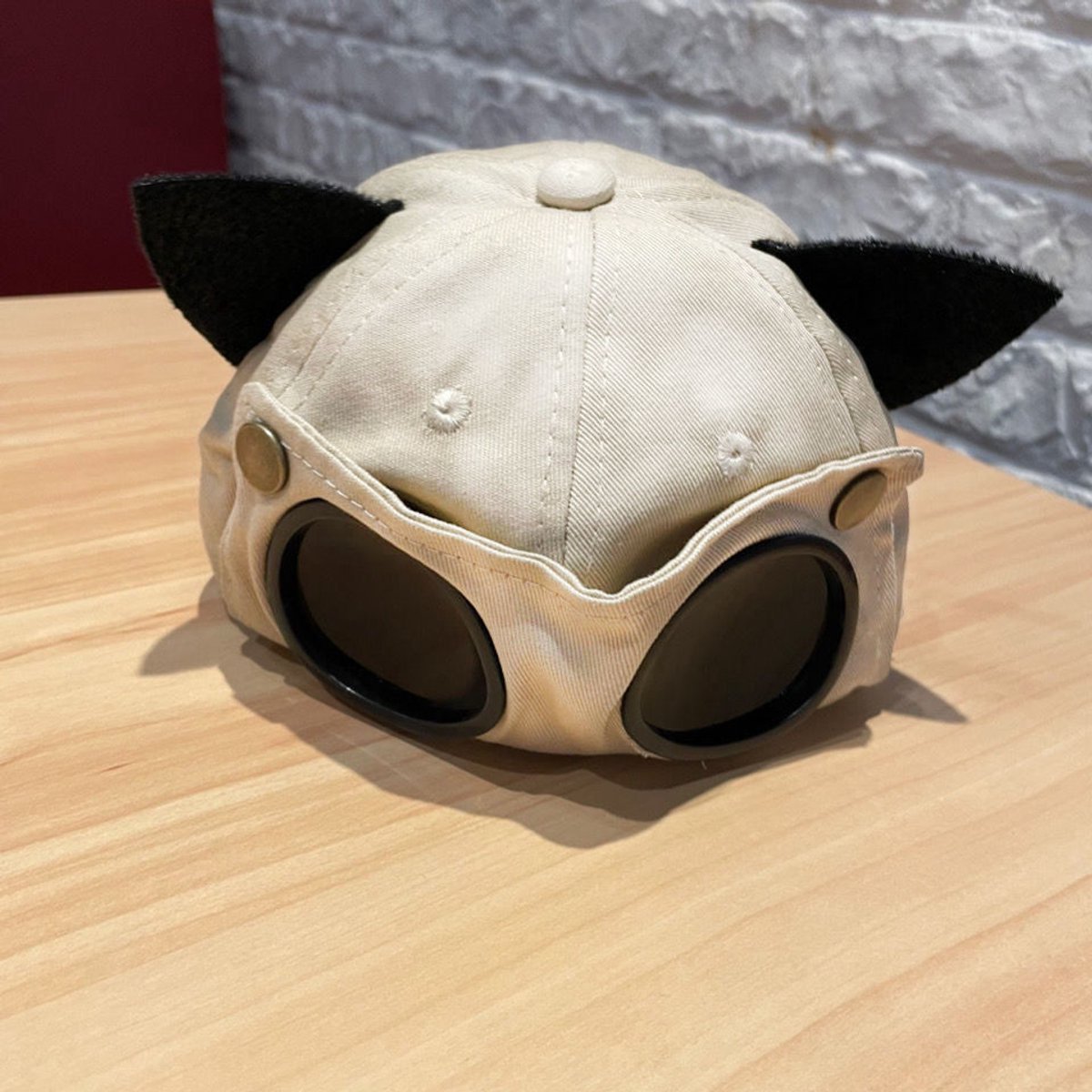 Retro pilotenmuts voor kinderen zonnebril baseballpet hiphopmasker gebroken met oorklappen fits all Creme