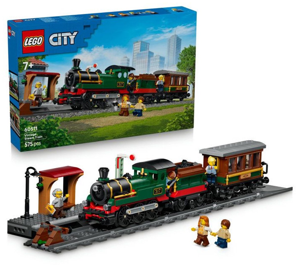 LEGO City Vintage Stoomtrein Trein Speelgoed voor Kinderen van 7 Jaar en Ouder - 60511 — afbeelding 11
