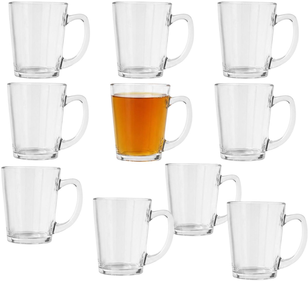 Seasons Thee glazen / bekers met oor - 10x stuks - glas - 310 ml - servies - 11 x 8 cm