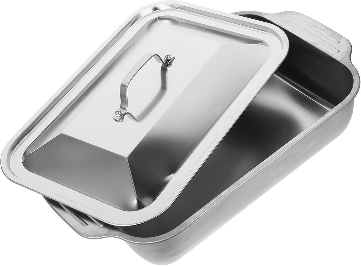 Roestvrijstalen Braadschaal Grillschaal Serveerschaal Vis Grillen Diep Ontwerp 41x24.5x7.5cm Zilver