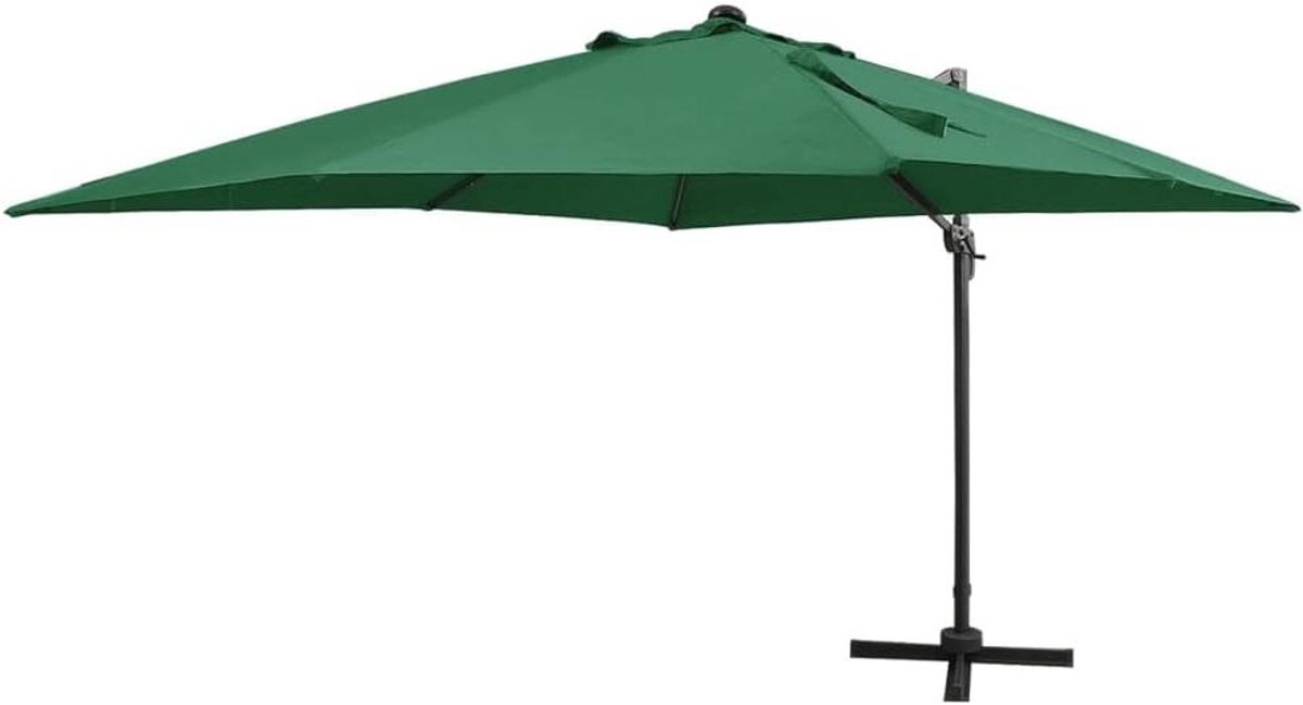Zweefparasol - Tuinparasol - Zonwering Buiten - Geïntegreerde LED-verlichting - 300 cm - Groen