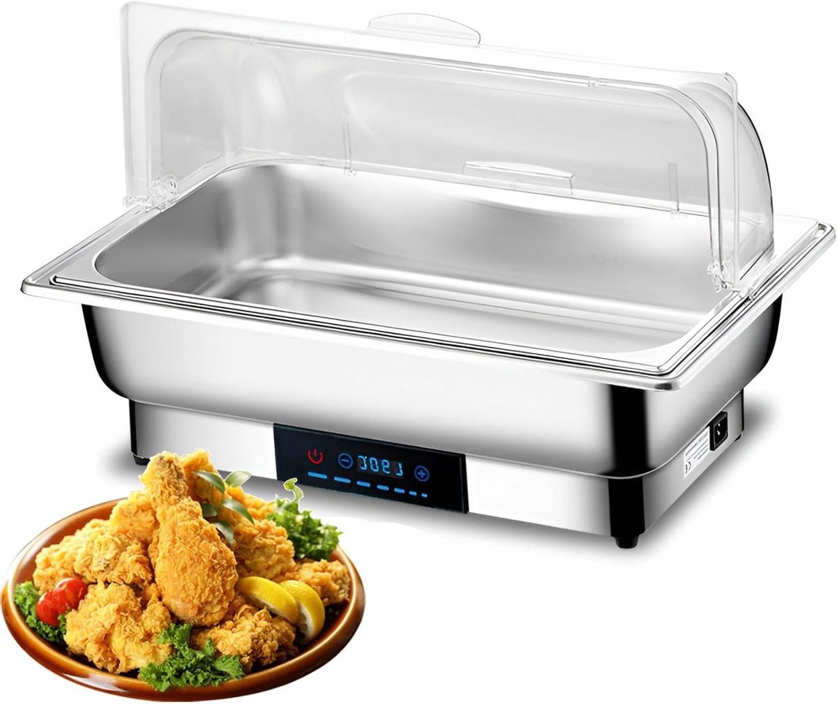 Elektrische Chafing Dish - Buffet Server - Eten Warm Houden - Verstelbare Temperatuur - 9L Capaciteit - RVS