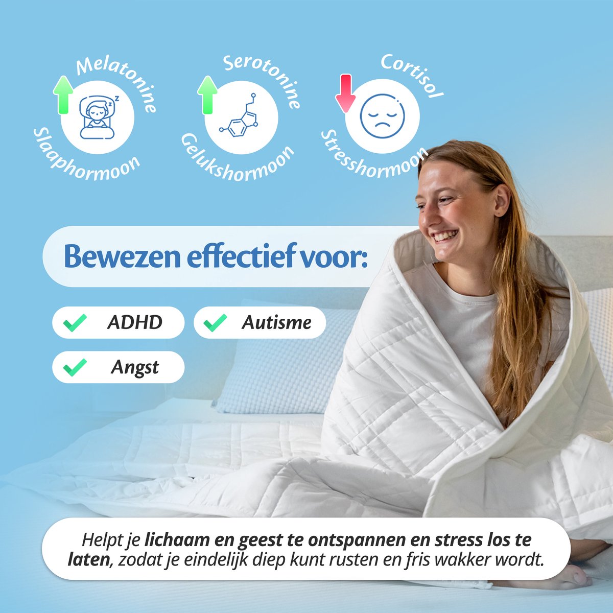 Ella Verzwaringsdeken 9 kg - OEKO-TEX Katoen Zwaartedeken 135 x 200cm - Weighted Blanket - Verzwaarde Deken - Wit thumbnail 5