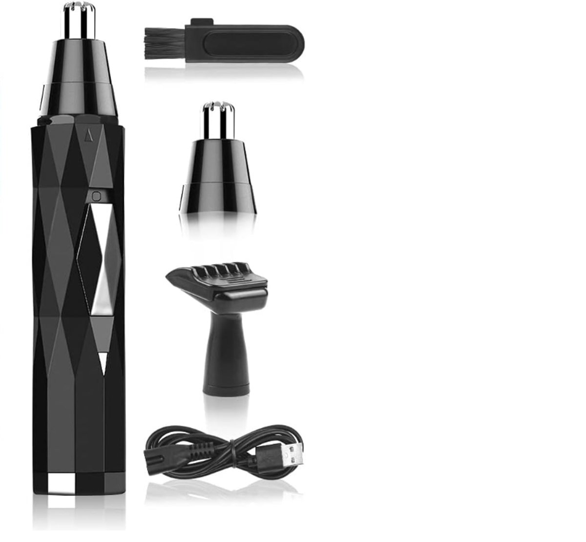 Neustrimmer voor mannen, 2-in-1 pijnloze trimmer voor neus- en orenhaar, oplaadbaar via USB, lichte trimmer met dubbelzijdige messen, waterdicht IPX7