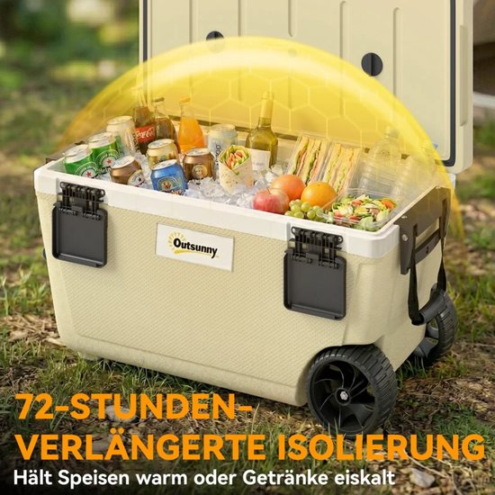 Compressor Koelbox - 70 L - houdt tot 72 uur Koel - Koelkast - Koeler met PU-schuimisolatie, Wielen, Aftapkraan & Handvat - Voor Auto & Huis - voor Boten, Campers en op Reis - Khaki van ZYLARO — afbeelding 5