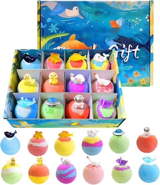 Sogiol - Bruisballen - 12 Stuks - Bath Bombs Kids - Met Speelgoed Verrassing - Natuurlijke Ingrediënten - Badproducten - Badballen